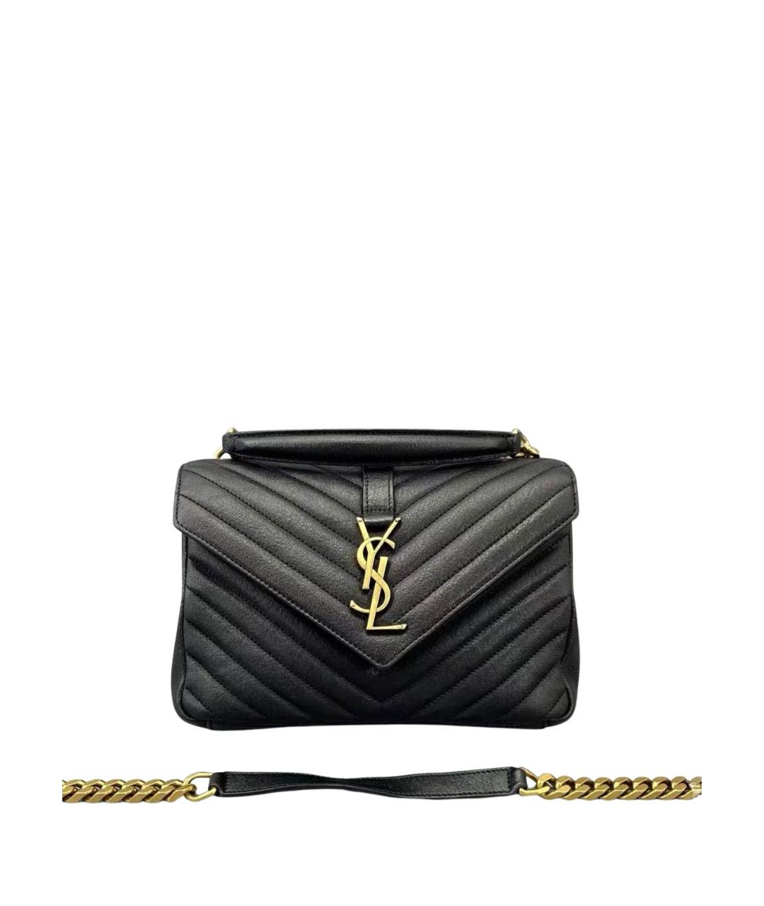 SAINT LAURENT Черная кожаная сумка через плечо, фото 9