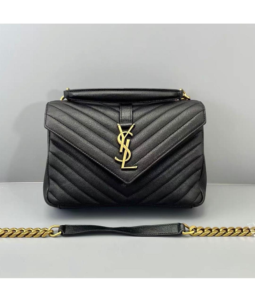SAINT LAURENT Черная кожаная сумка через плечо, фото 8
