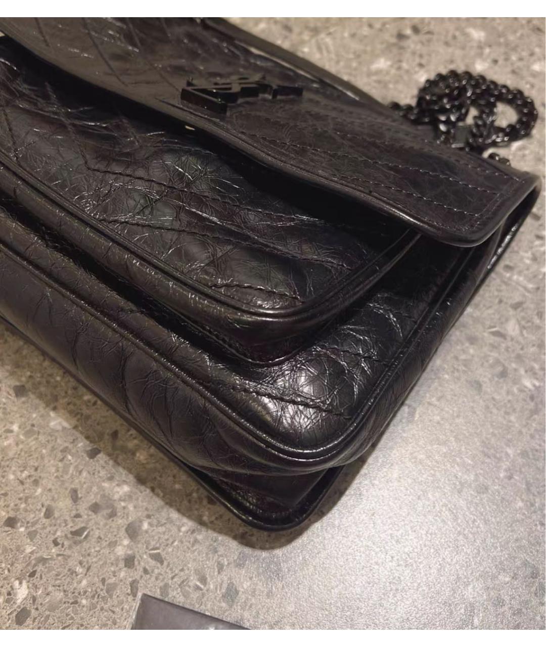 SAINT LAURENT Черная кожаная сумка через плечо, фото 4