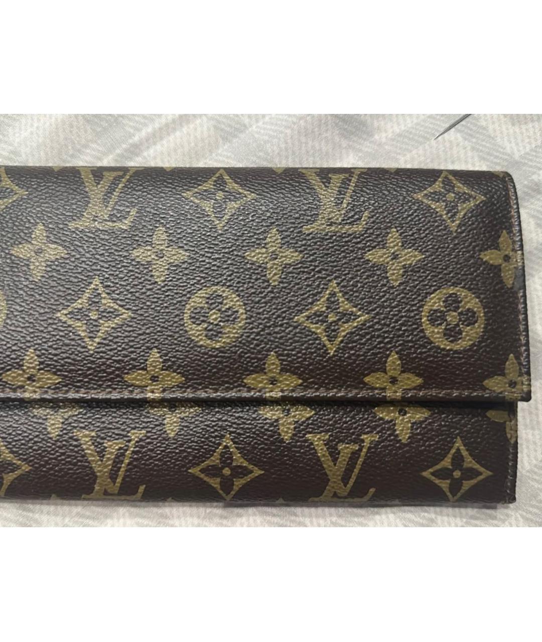 LOUIS VUITTON Коричневый кожаный кошелек, фото 6