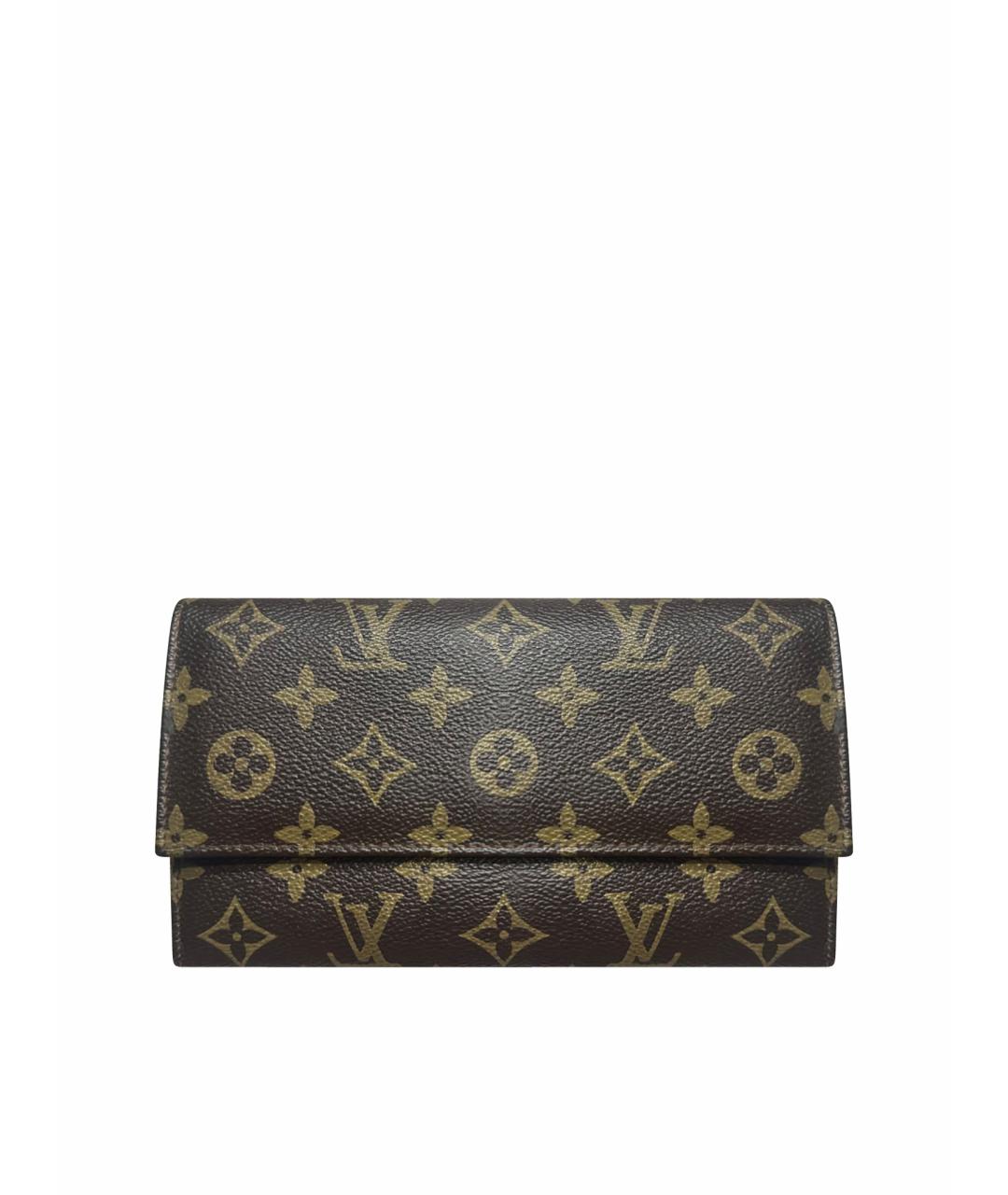 LOUIS VUITTON Коричневый кожаный кошелек, фото 1