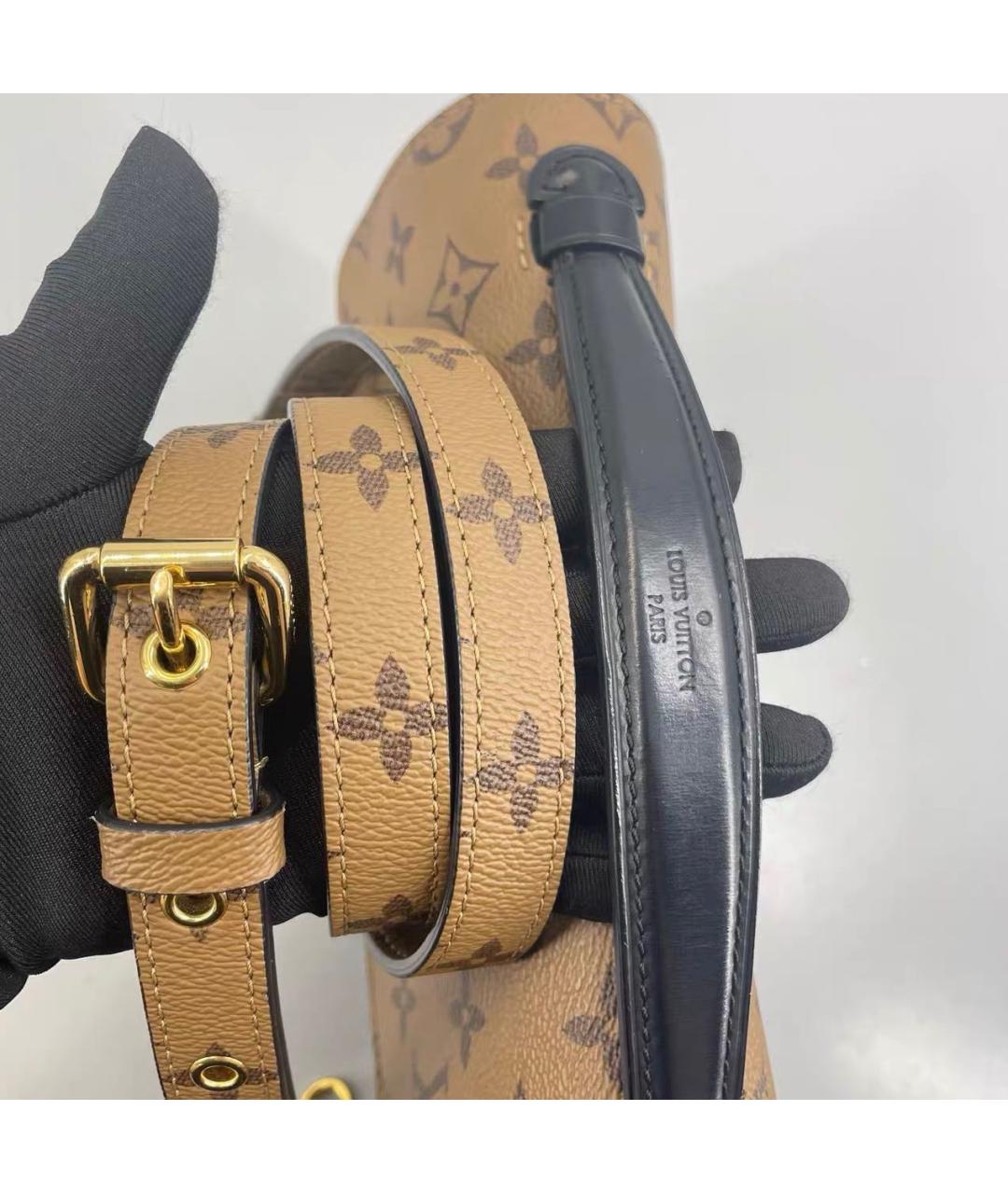 LOUIS VUITTON Коричневая кожаная сумка через плечо, фото 8