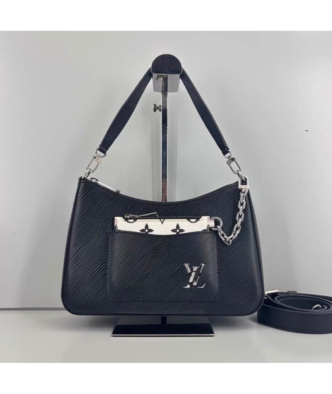 LOUIS VUITTON Черная кожаная сумка с короткими ручками, фото 8