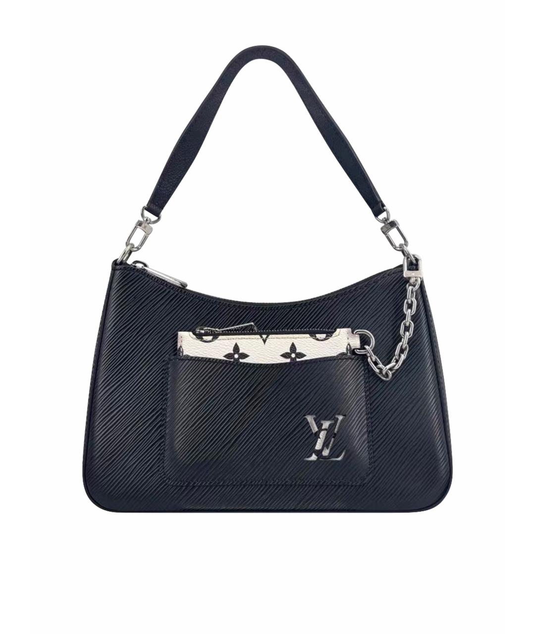 LOUIS VUITTON Черная кожаная сумка с короткими ручками, фото 1