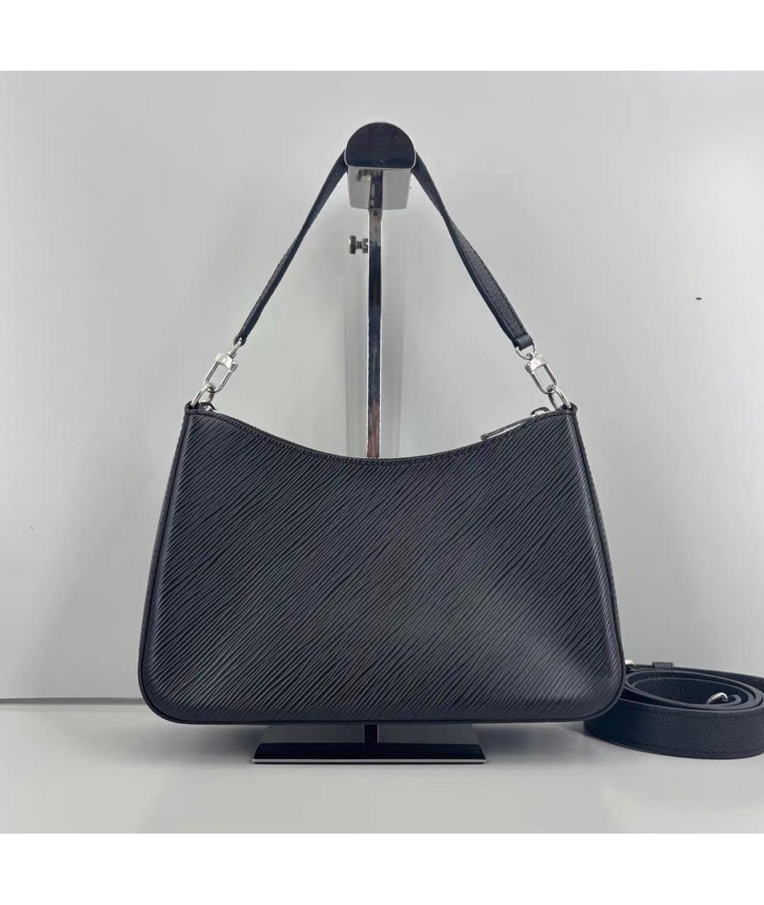 LOUIS VUITTON Черная кожаная сумка с короткими ручками, фото 2