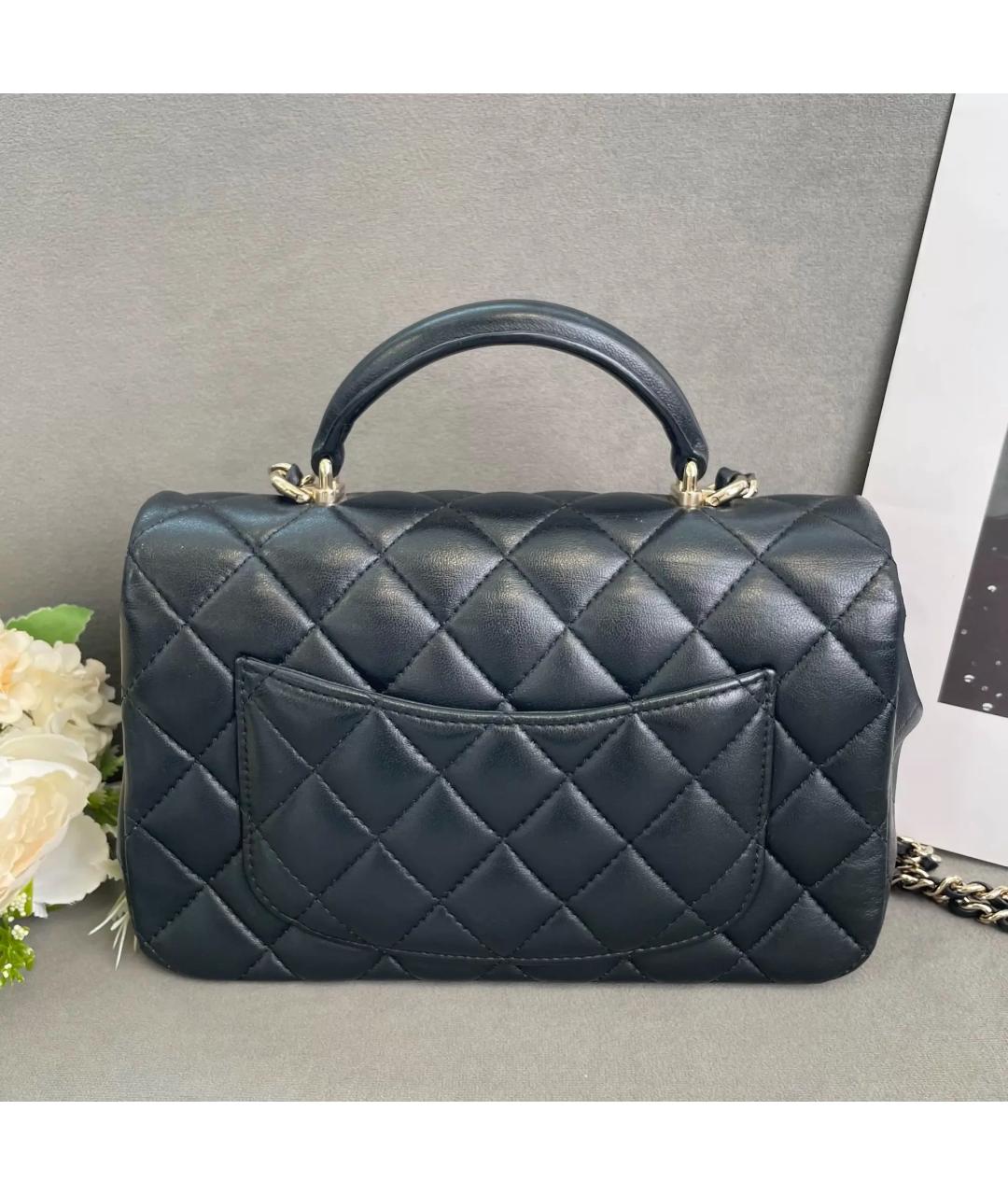 CHANEL Черная кожаная сумка с короткими ручками, фото 2