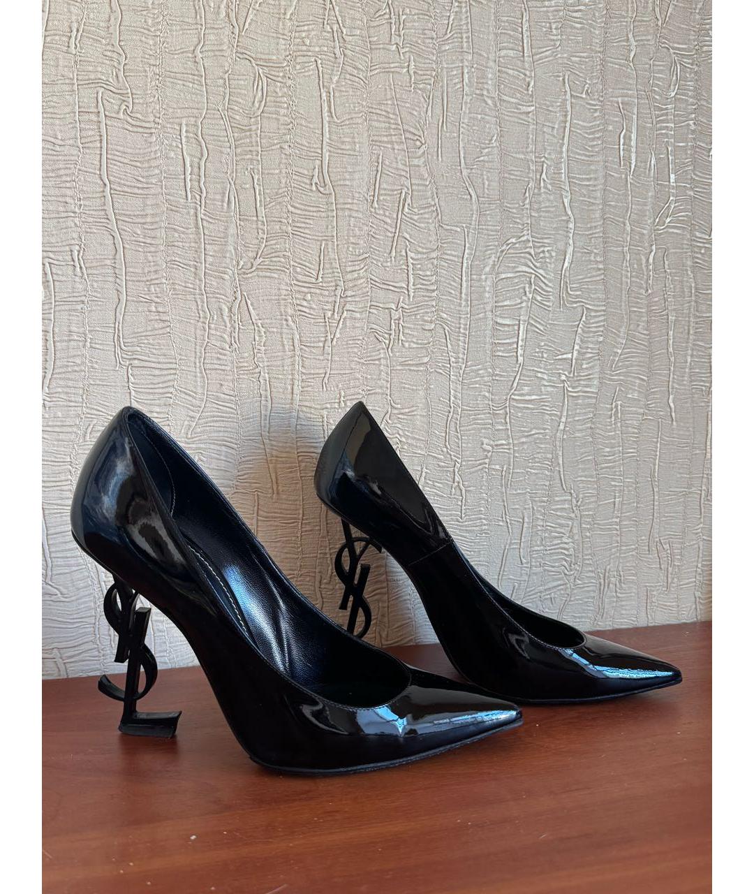 SAINT LAURENT Черные туфли из лакированной кожи, фото 4