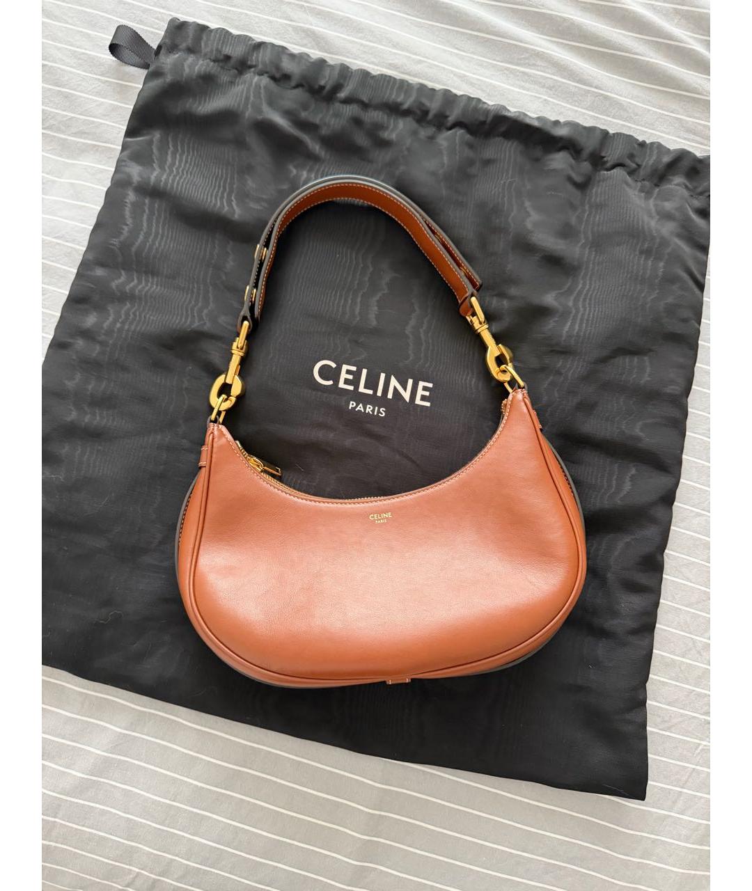 CELINE Коричневая кожаная сумка через плечо, фото 5
