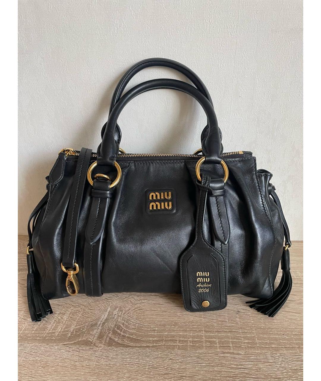MIU MIU Черная кожаная сумка с короткими ручками, фото 9
