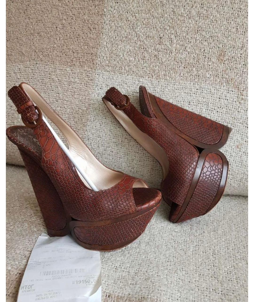 CASADEI Бордовые кожаные босоножки, фото 4