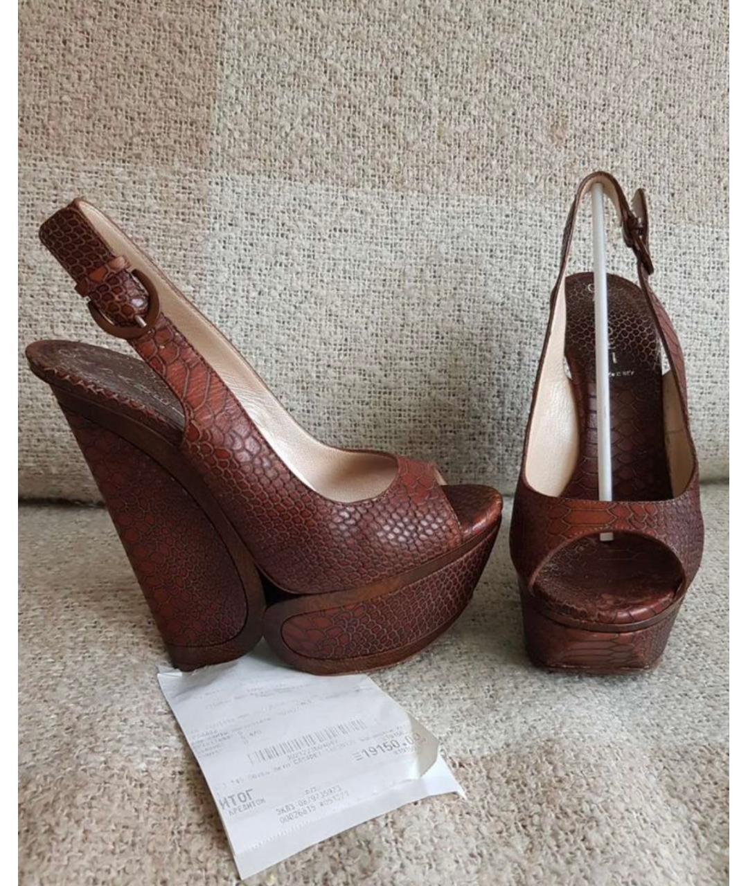 CASADEI Бордовые кожаные босоножки, фото 2