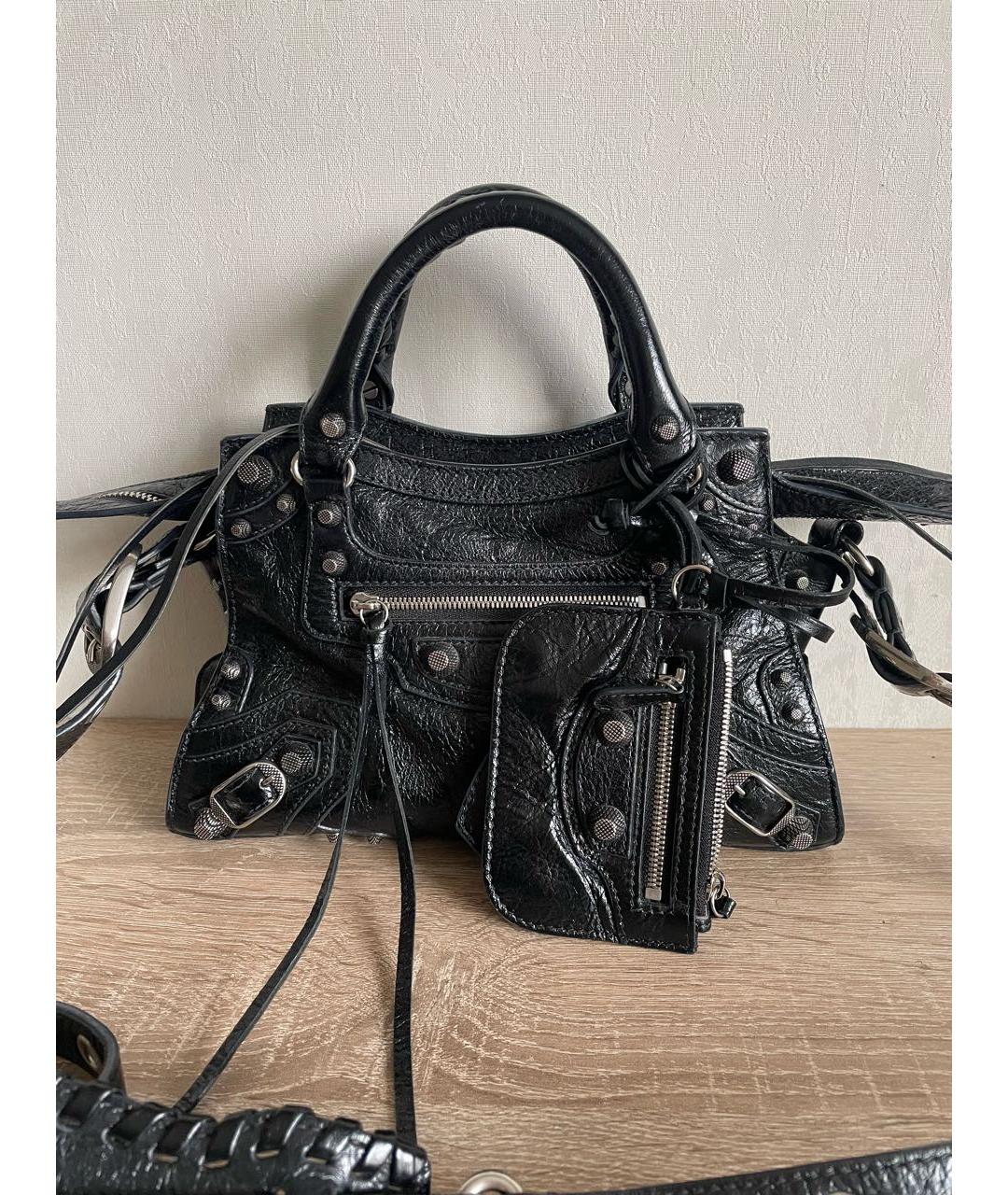 BALENCIAGA Черная кожаная сумка через плечо, фото 9