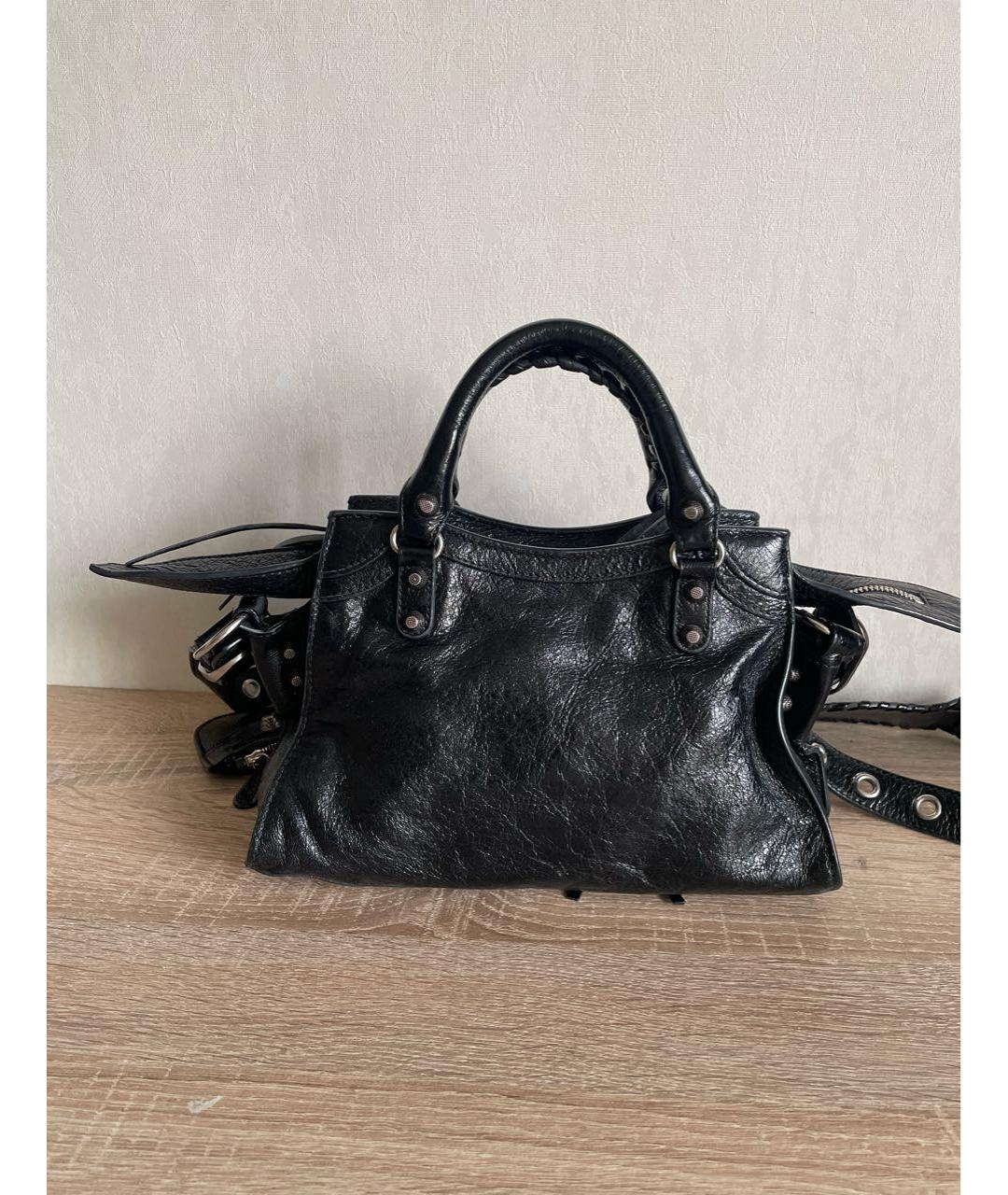 BALENCIAGA Черная кожаная сумка через плечо, фото 2