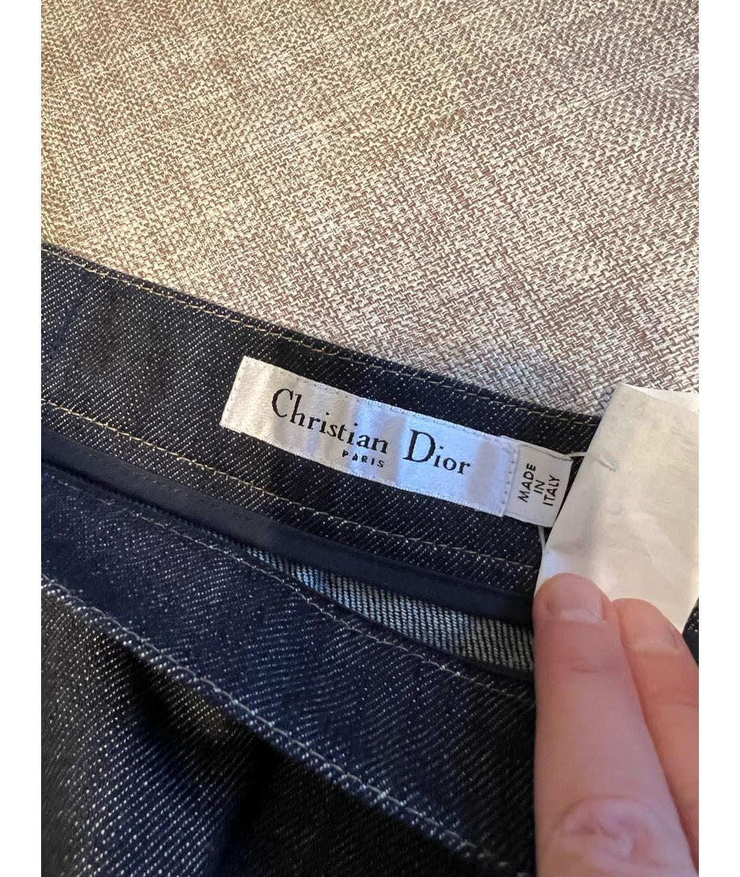 CHRISTIAN DIOR Темно-синяя деним юбка миди, фото 3