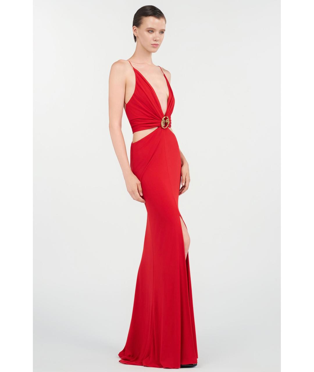 ROBERTO CAVALLI Красное ацетатное коктейльное платье, фото 3