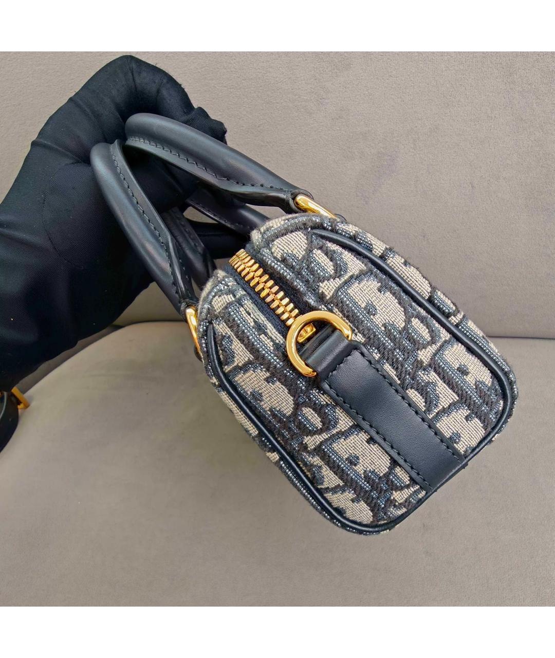 CHRISTIAN DIOR Синяя жаккардовая сумка с короткими ручками, фото 4