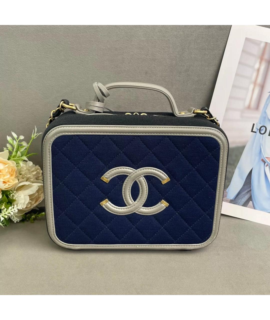 CHANEL Темно-синяя тканевая сумка через плечо, фото 8
