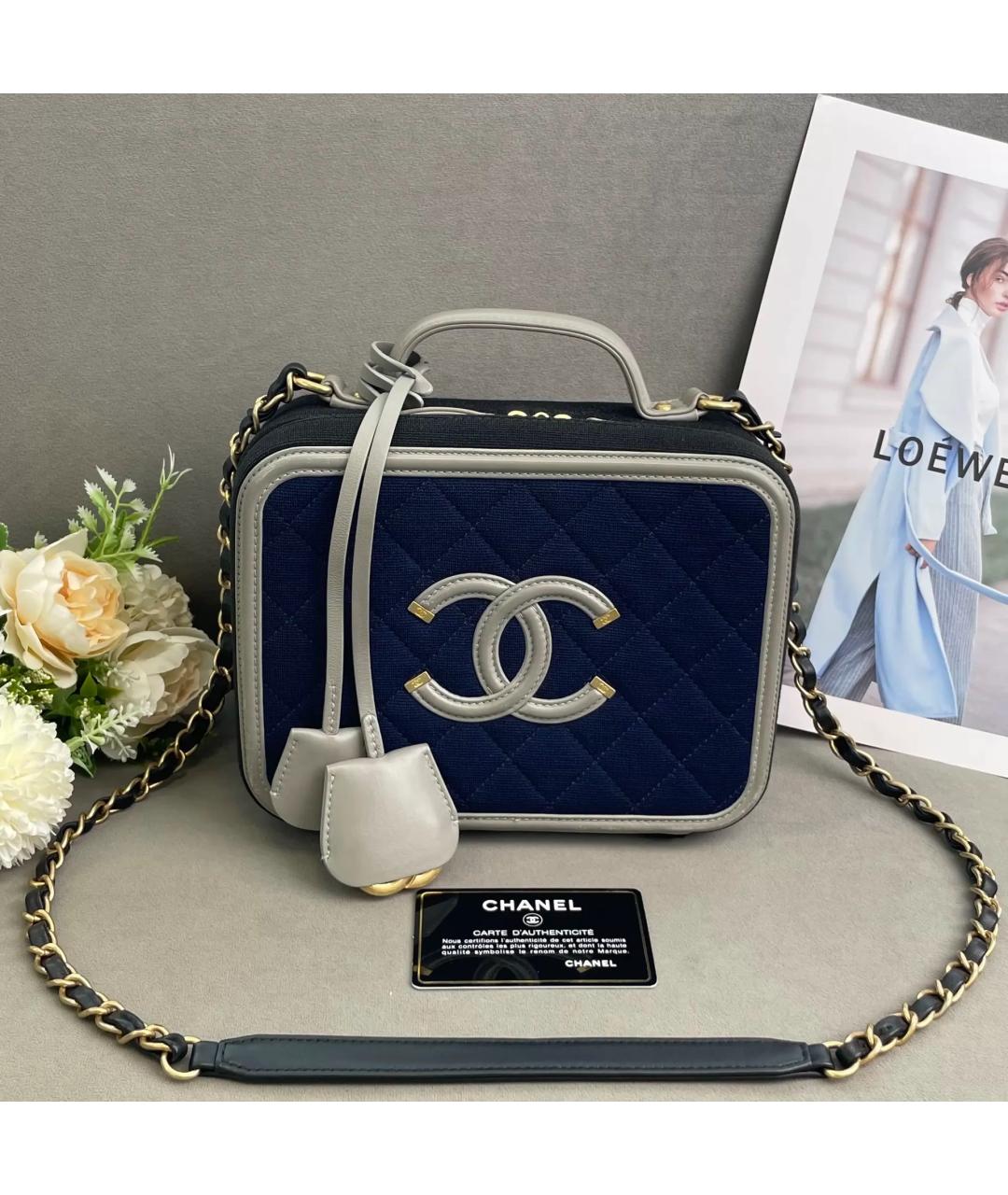 CHANEL Темно-синяя тканевая сумка через плечо, фото 2