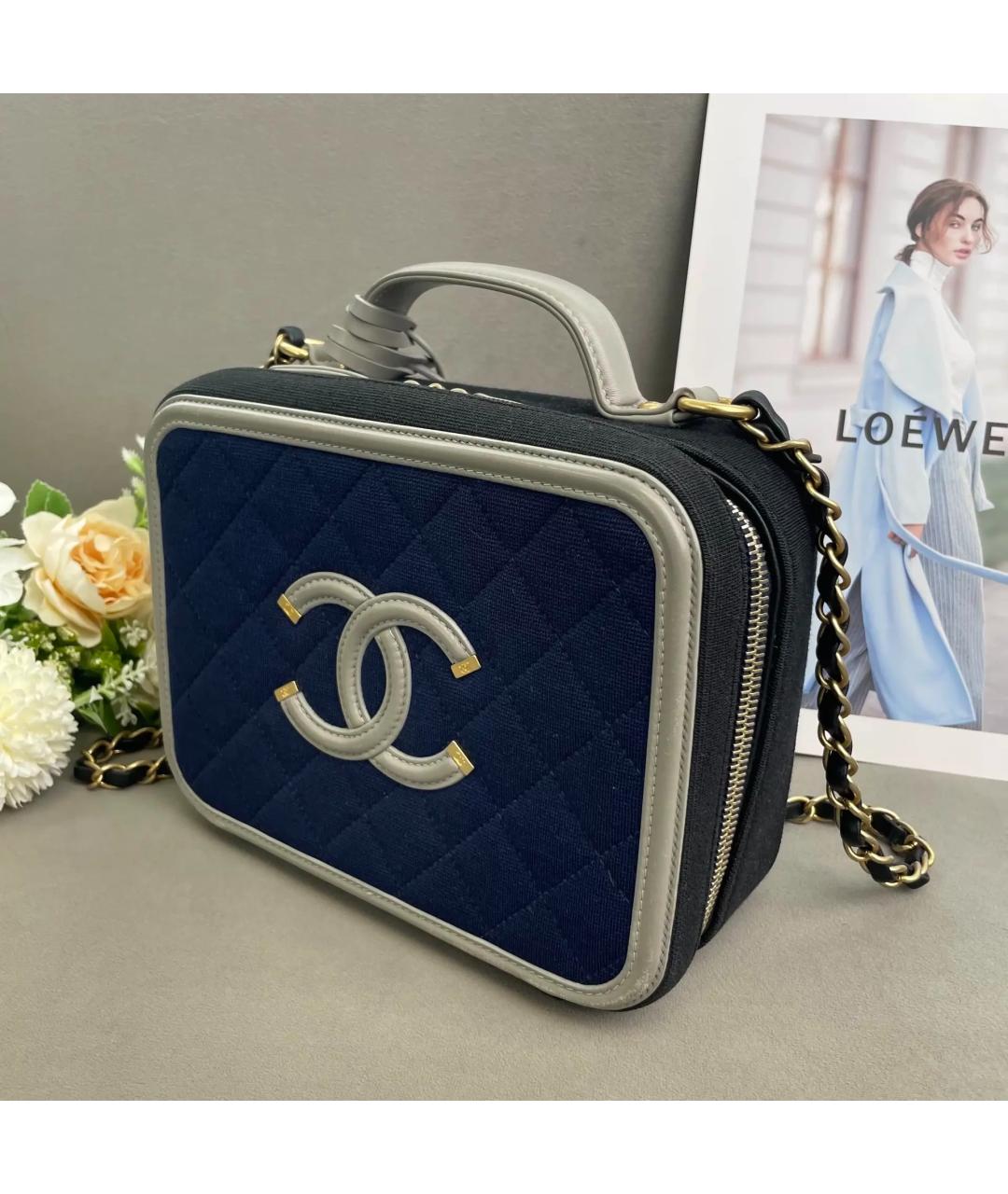 CHANEL Темно-синяя тканевая сумка через плечо, фото 5