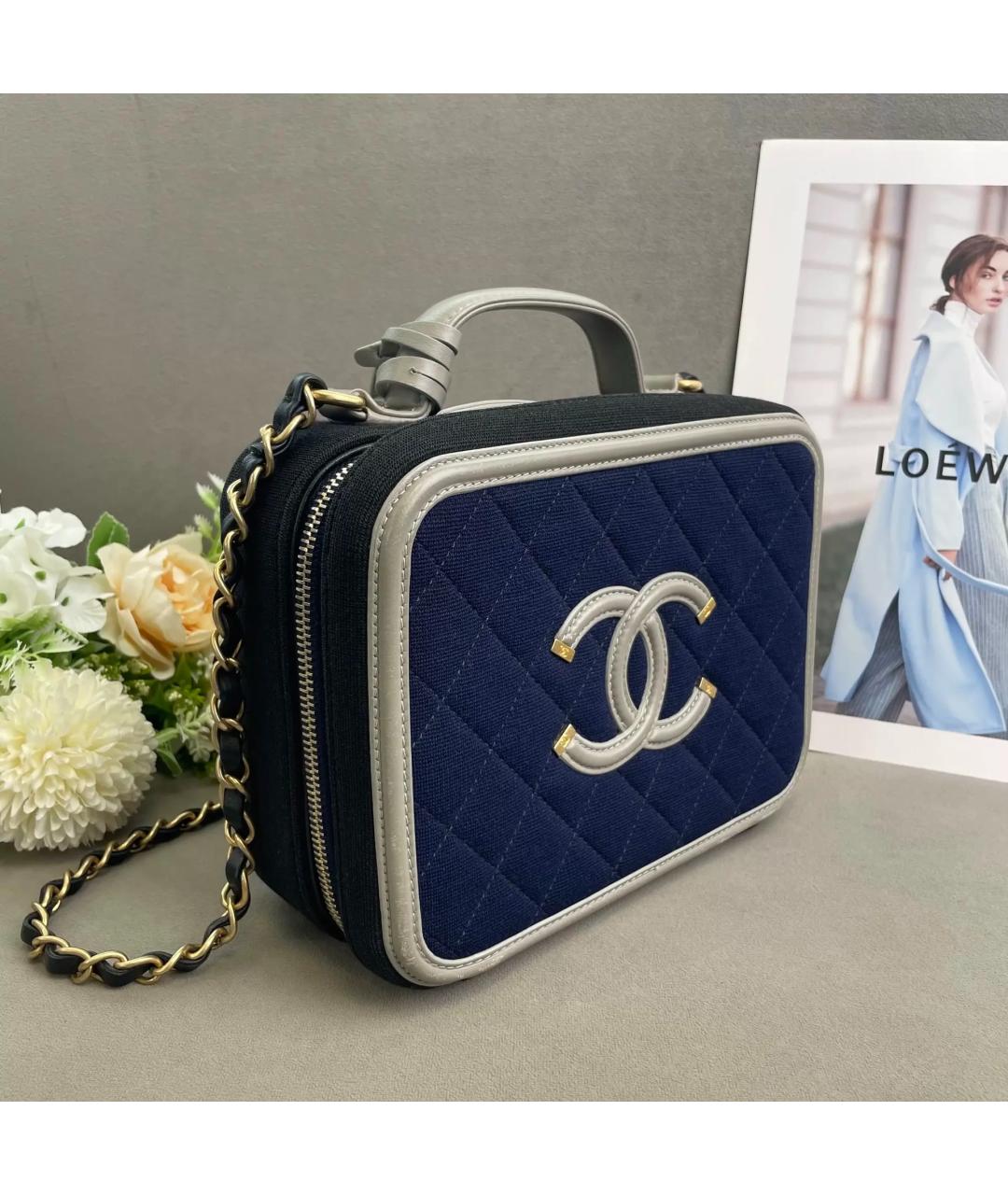 CHANEL Темно-синяя тканевая сумка через плечо, фото 4