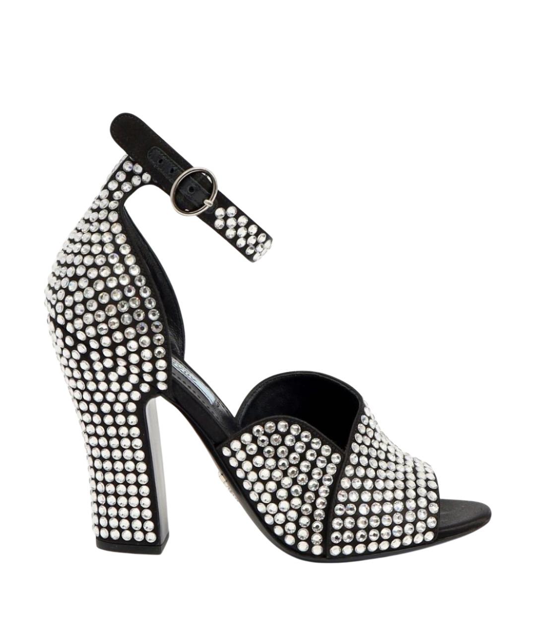 PRADA Черные кожаные босоножки, фото 1