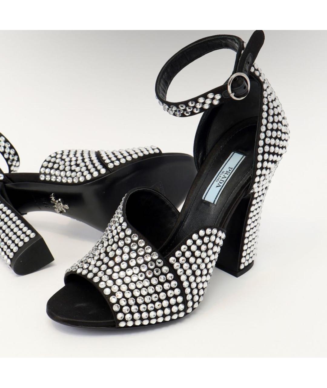 PRADA Черные кожаные босоножки, фото 5