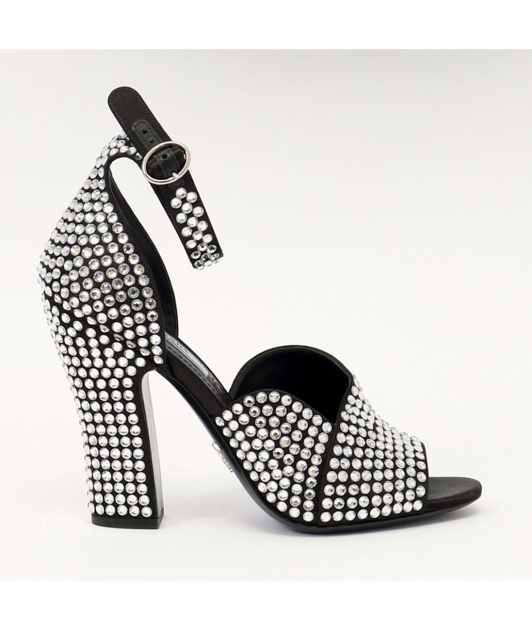 PRADA Черные кожаные босоножки, фото 2