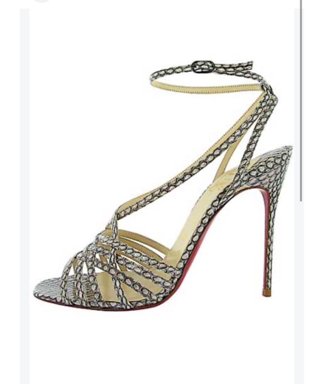 CHRISTIAN LOUBOUTIN Бежевые босоножки из кожи питона, фото 5