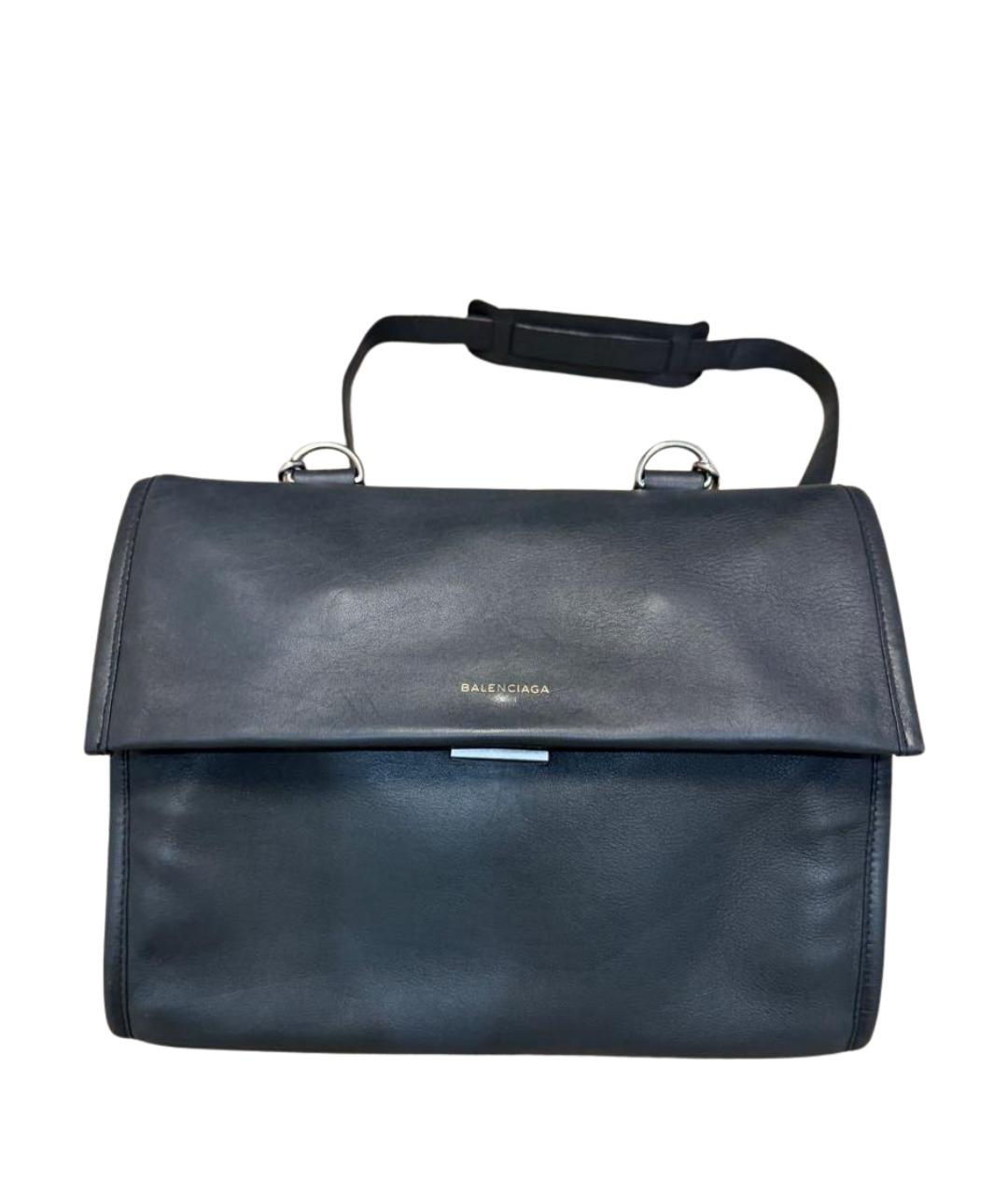 BALENCIAGA Антрацитовая кожаная сумка тоут, фото 1