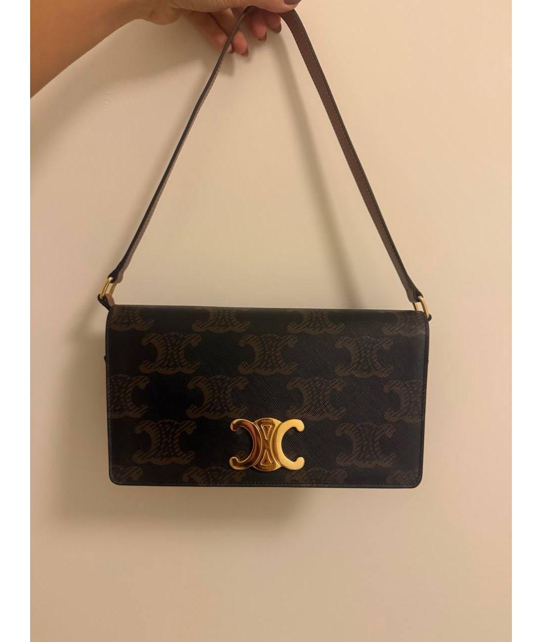 CELINE Коричневая сумка через плечо из канвы, фото 2