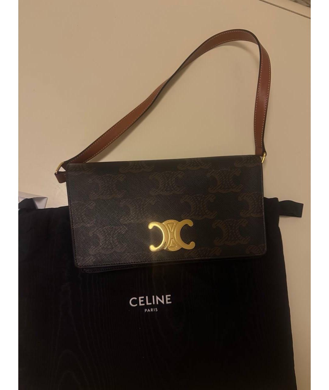 CELINE Коричневая сумка через плечо из канвы, фото 3