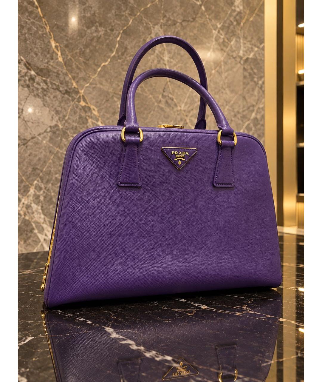 PRADA Фиолетовая кожаная сумка тоут, фото 5