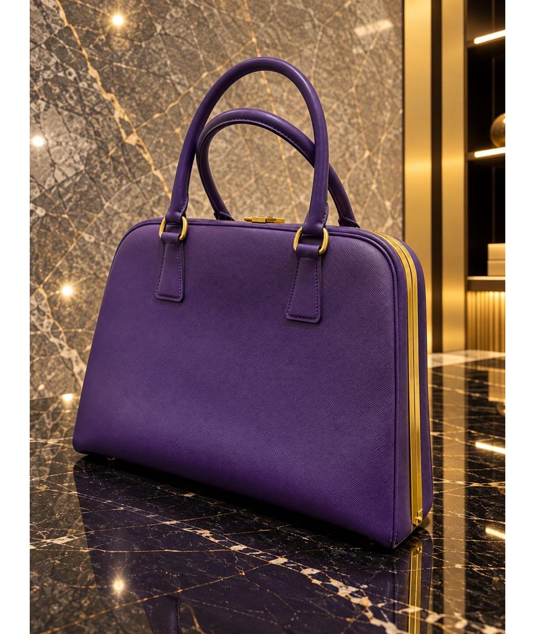 PRADA Фиолетовая кожаная сумка тоут, фото 3