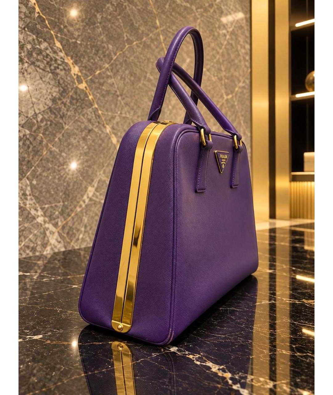 PRADA Фиолетовая кожаная сумка тоут, фото 2