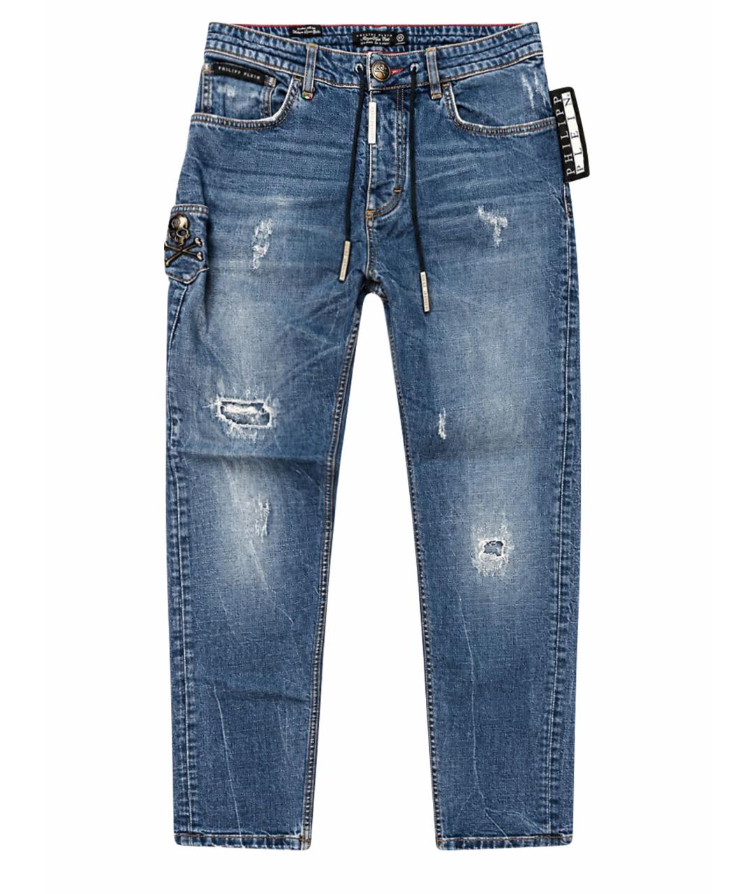 PHILIPP PLEIN Темно-синие хлопковые джинсы скинни, фото 1