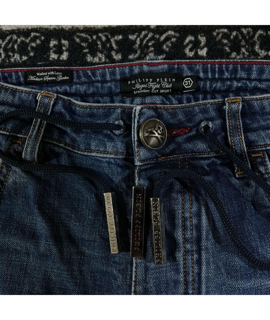 PHILIPP PLEIN Темно-синие хлопковые джинсы скинни, фото 3