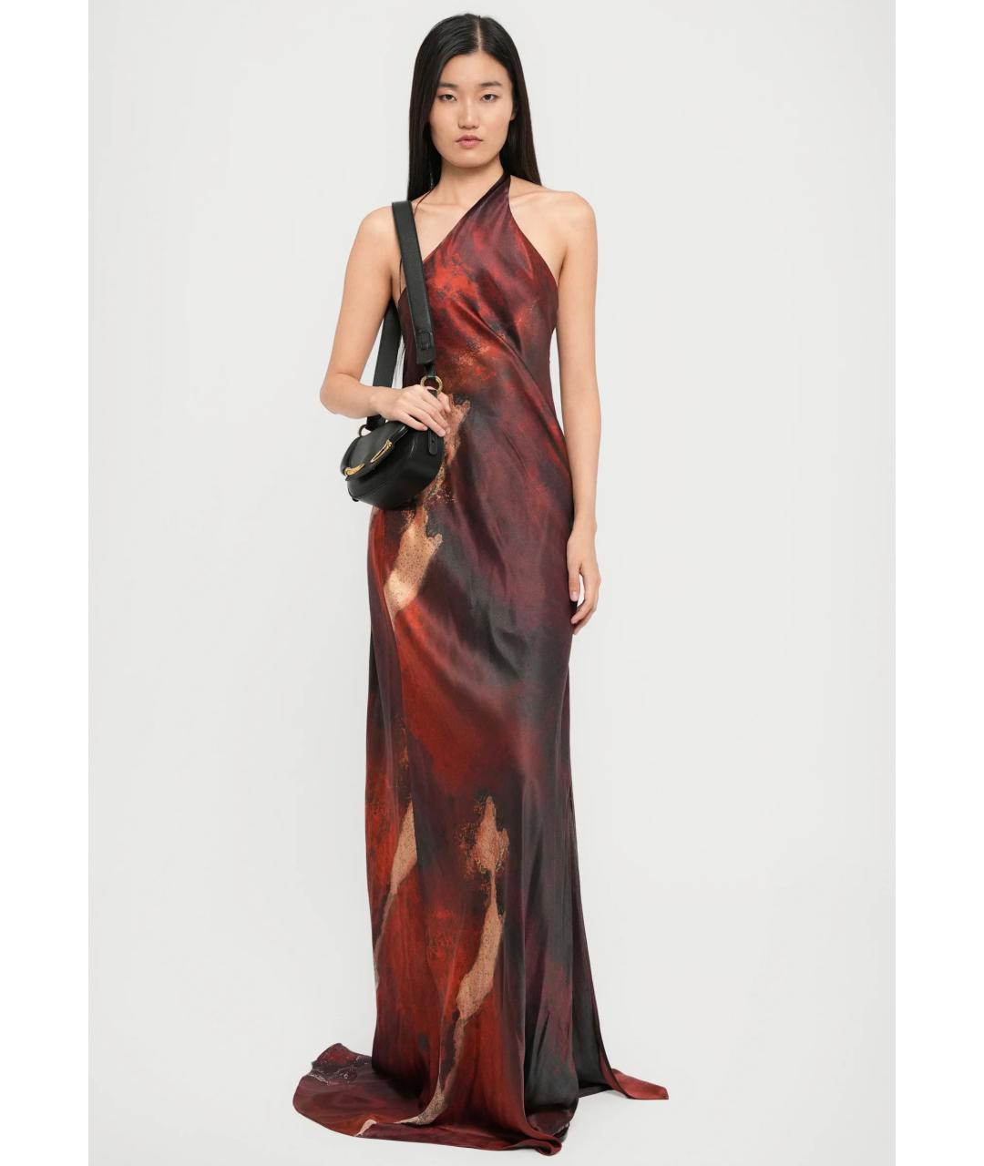 ROBERTO CAVALLI Бордовое шелковое коктейльное платье, фото 4