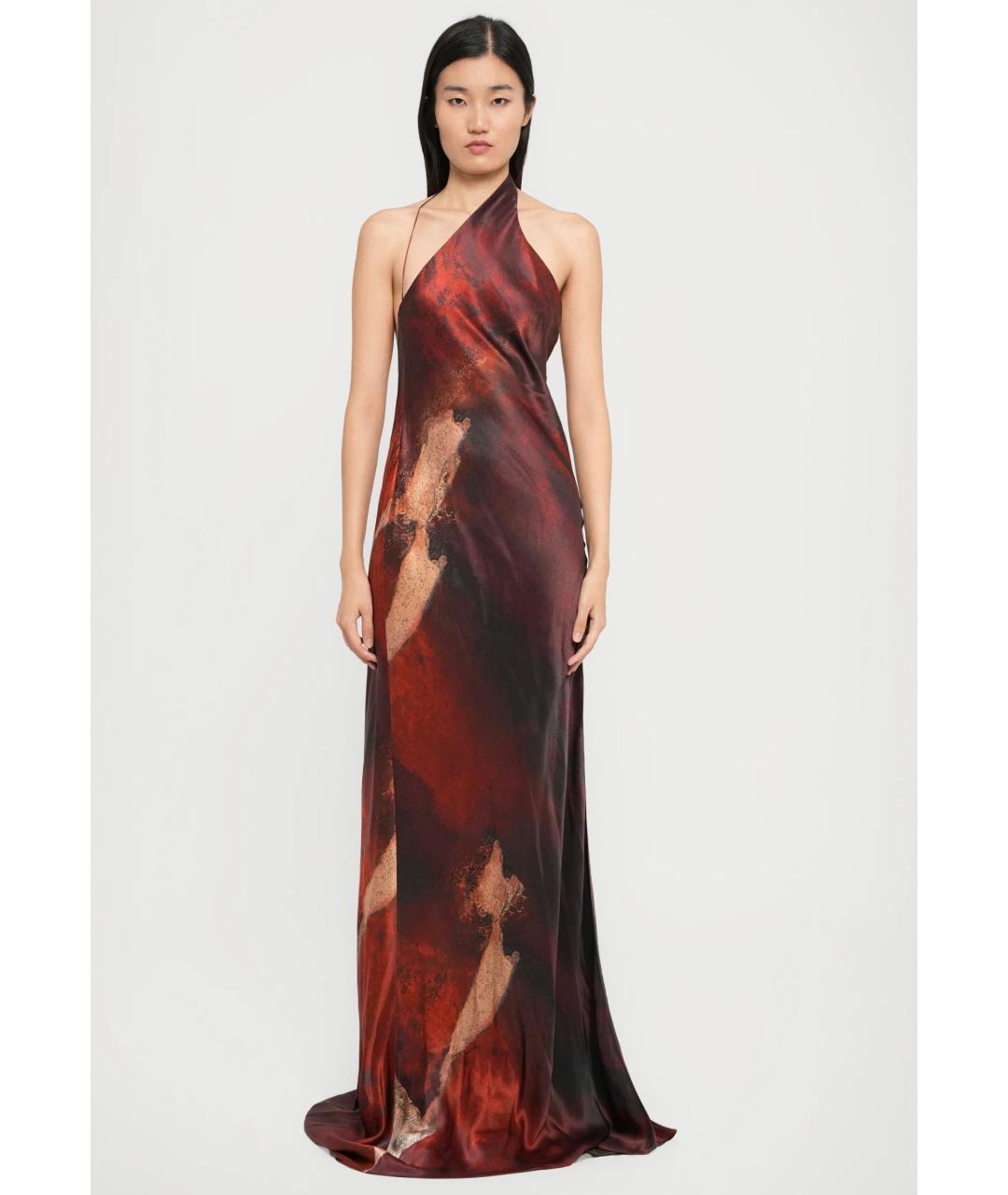 ROBERTO CAVALLI Бордовое шелковое коктейльное платье, фото 3