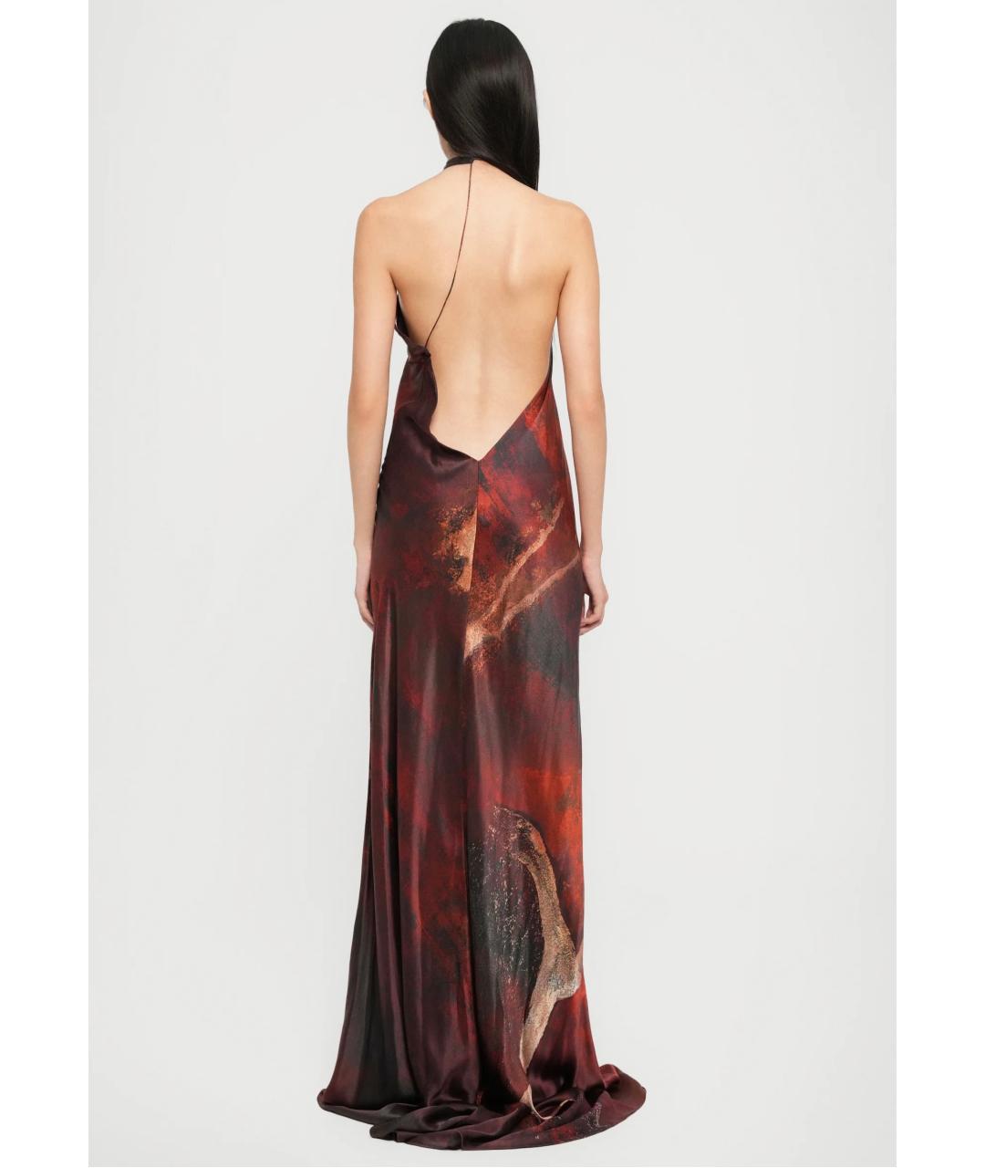 ROBERTO CAVALLI Бордовое шелковое коктейльное платье, фото 6