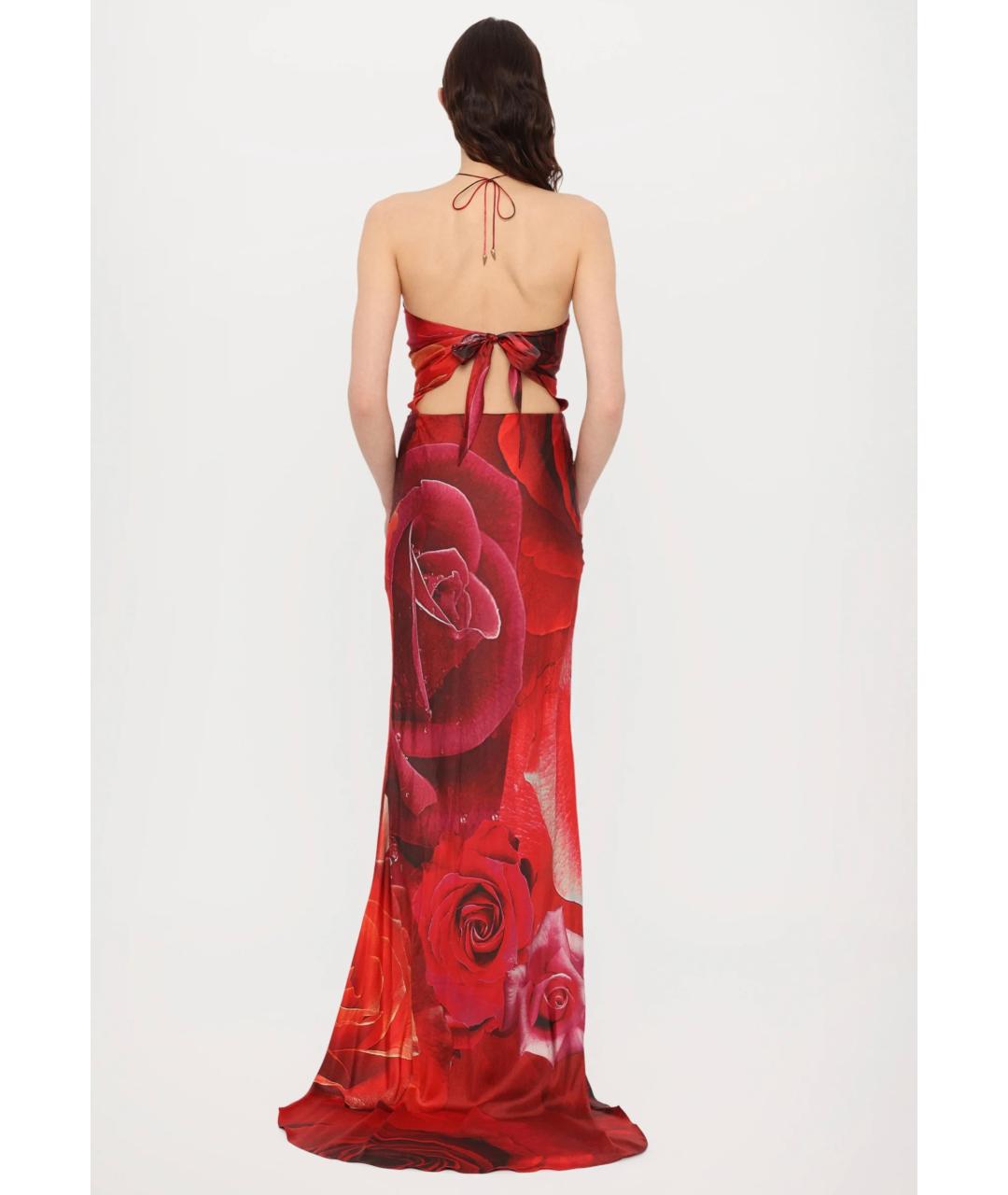 ROBERTO CAVALLI Красное шелковое коктейльное платье, фото 3
