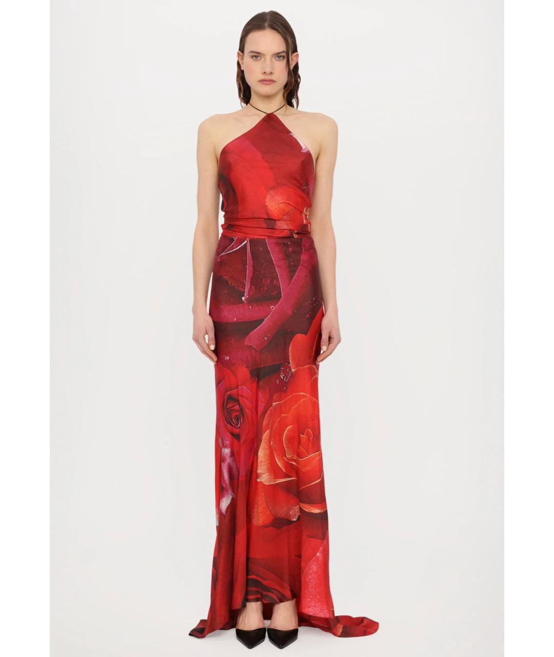 ROBERTO CAVALLI Красное шелковое коктейльное платье, фото 2