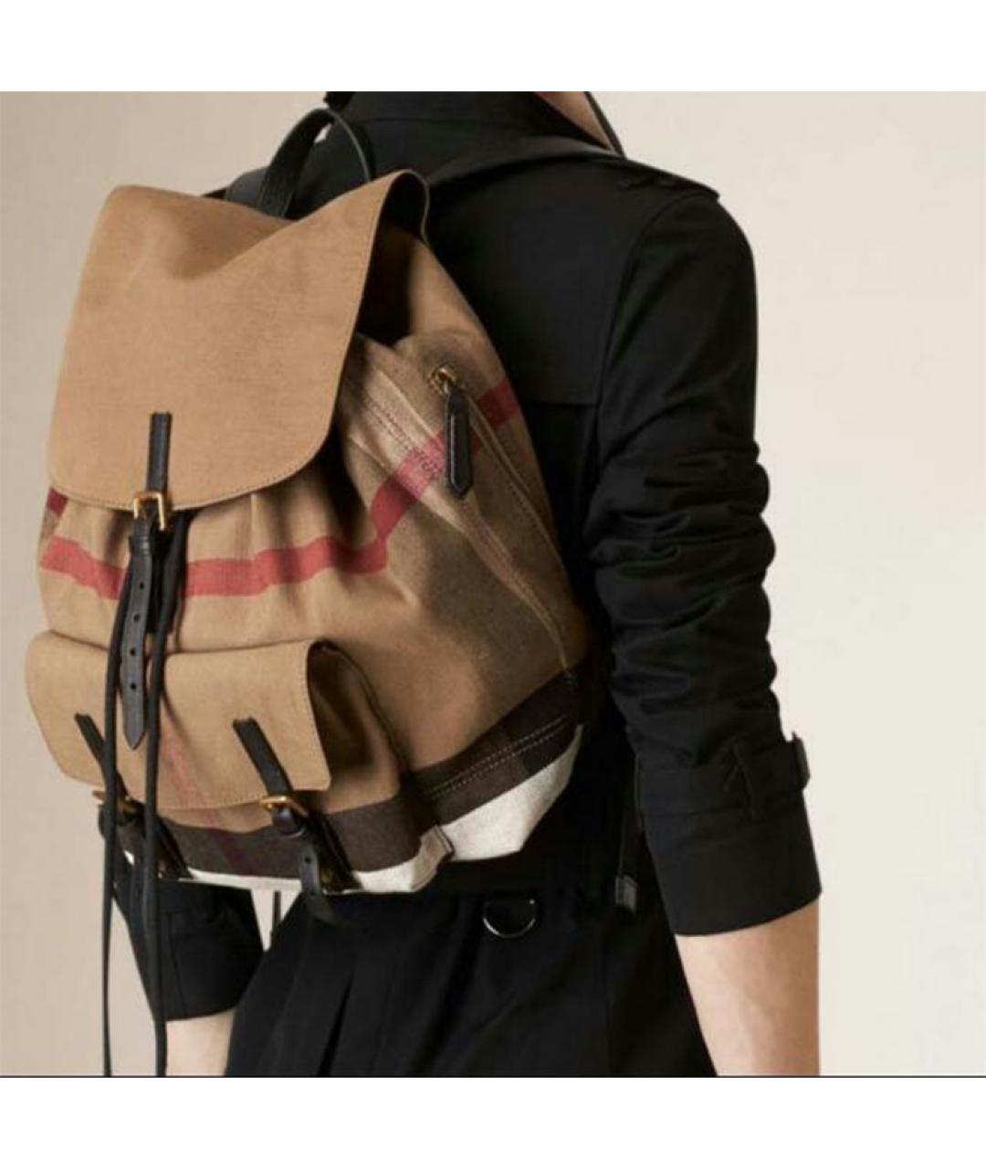 BURBERRY Бежевый рюкзак из канвы, фото 4
