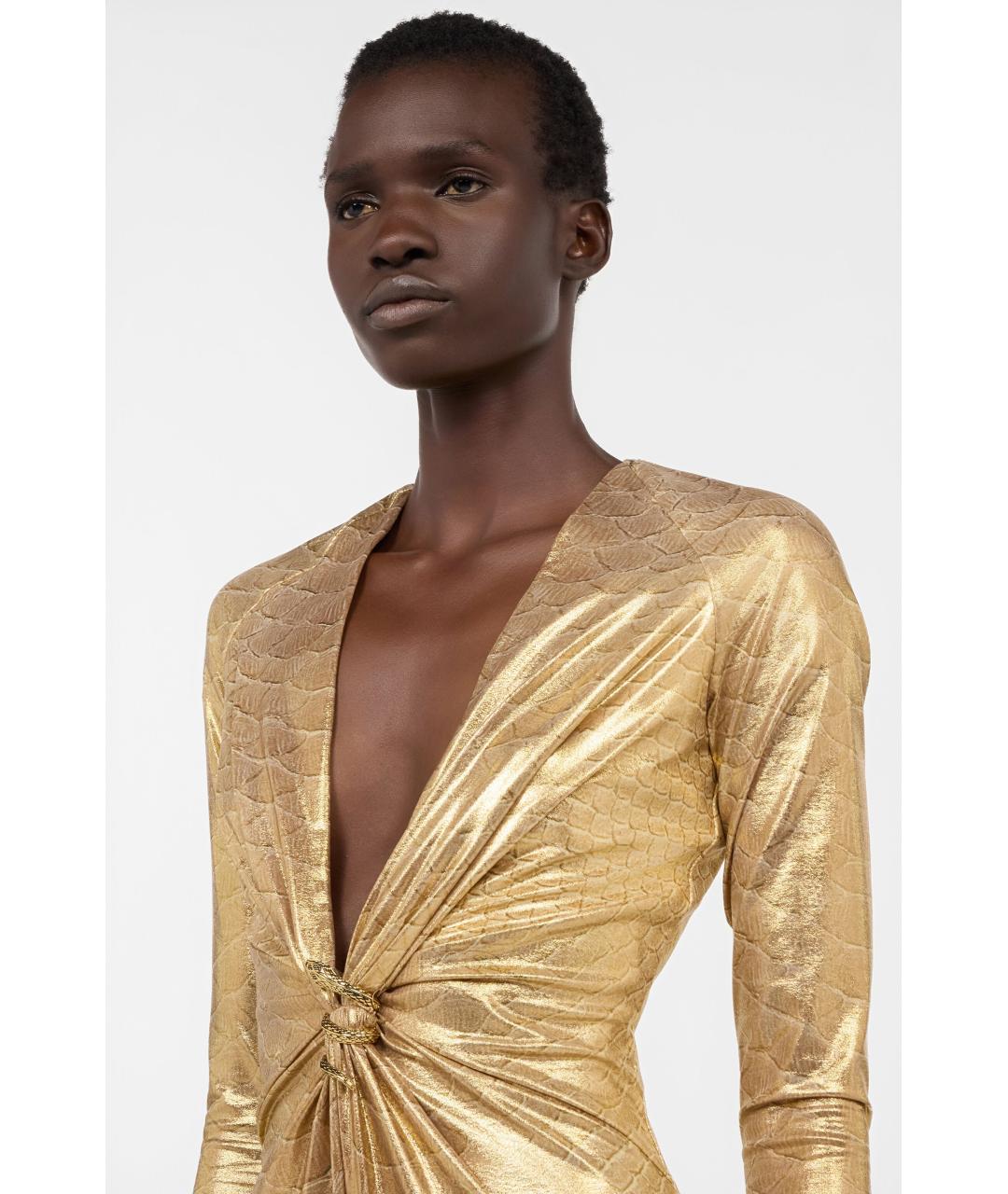 ROBERTO CAVALLI Золотое коктейльное платье, фото 5