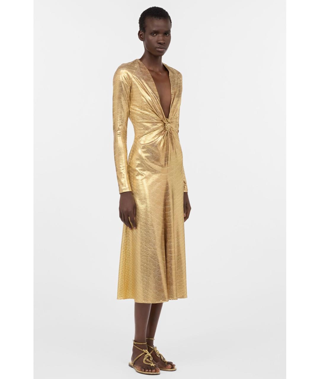 ROBERTO CAVALLI Золотое коктейльное платье, фото 3