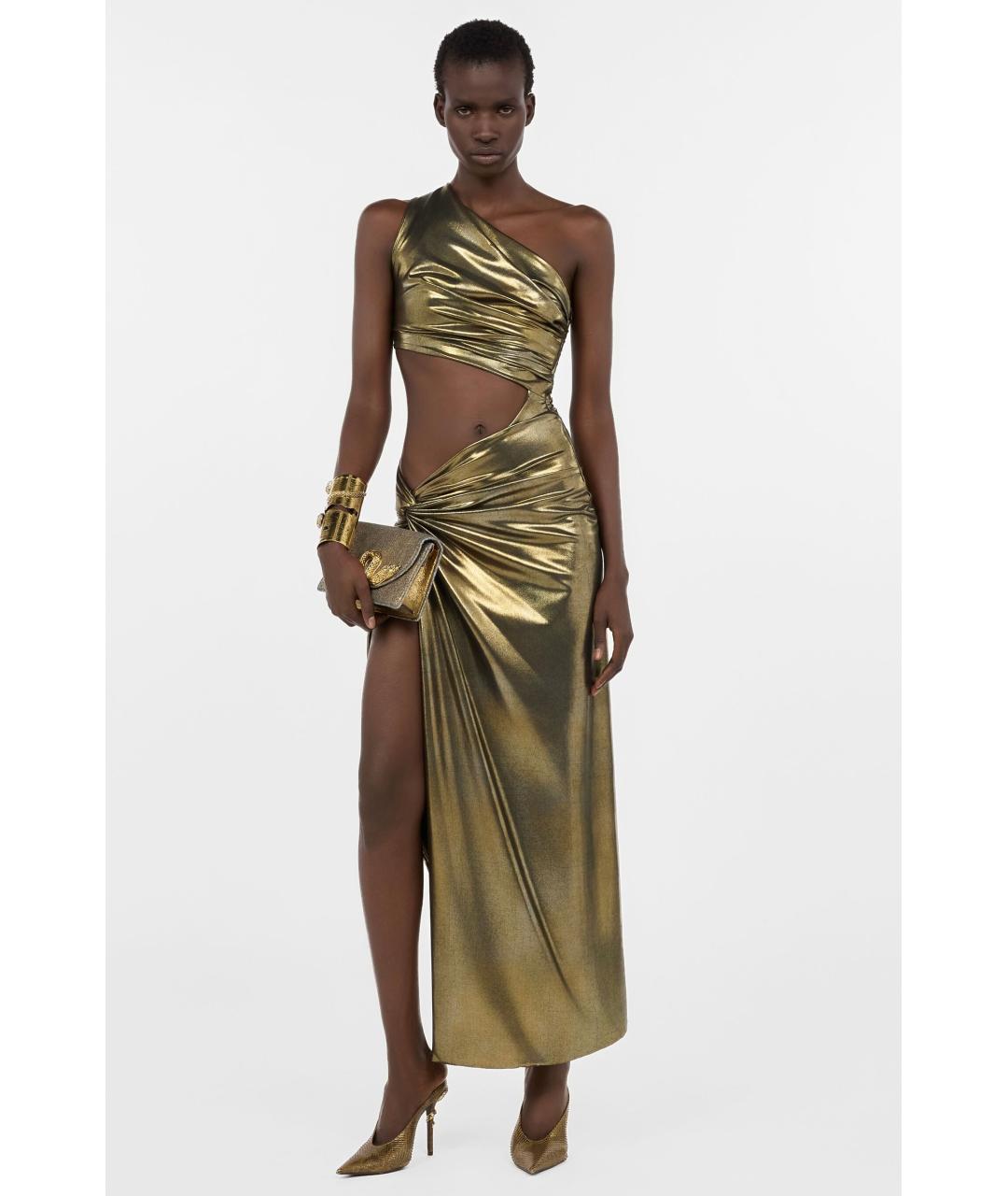 ROBERTO CAVALLI Золотое коктейльное платье, фото 2