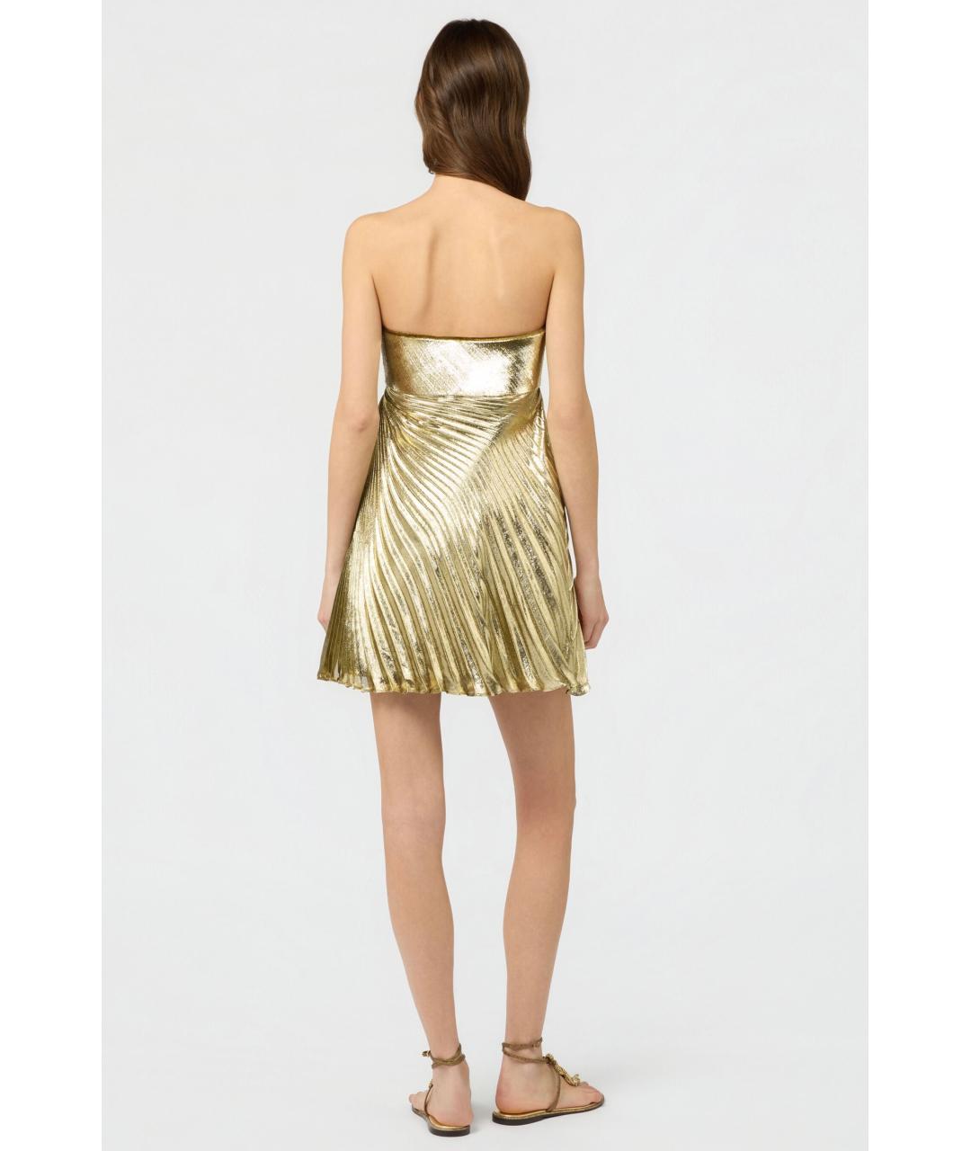 ROBERTO CAVALLI Золотое шелковое коктейльное платье, фото 4
