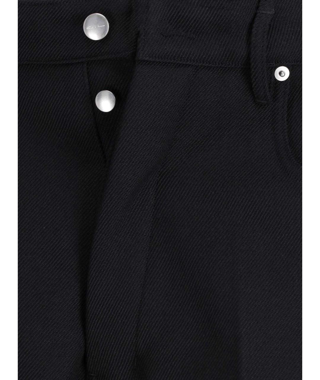 RICK OWENS Черные шерстяные повседневные брюки, фото 4