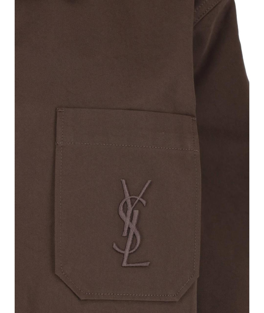 SAINT LAURENT Коричневая хлопковая рубашка, фото 3