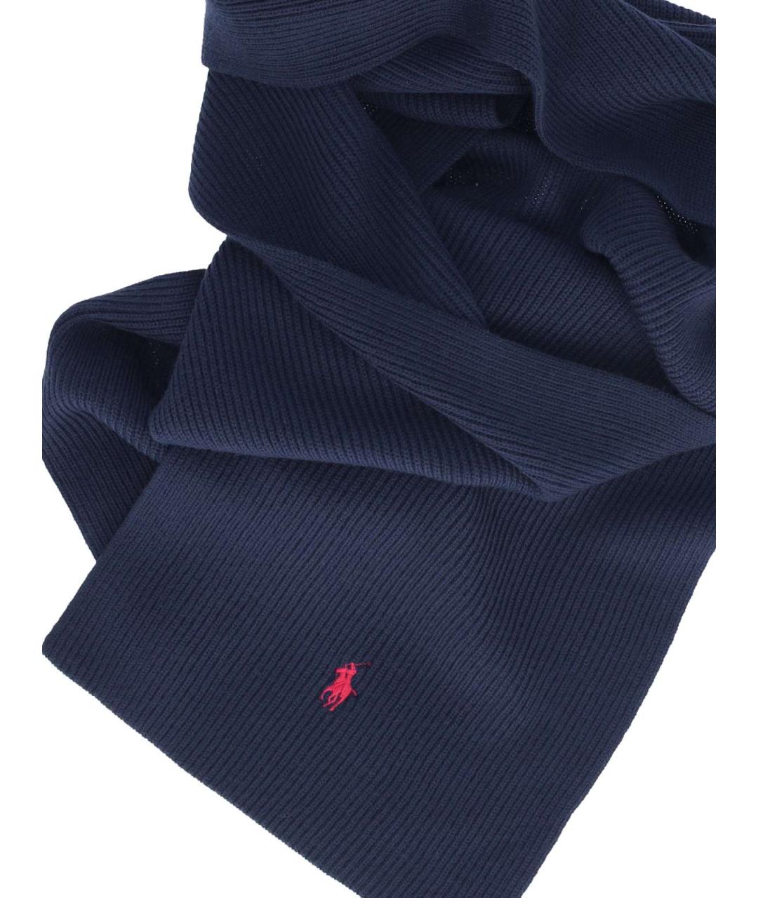 POLO RALPH LAUREN Темно-синий шерстяной шарф, фото 2