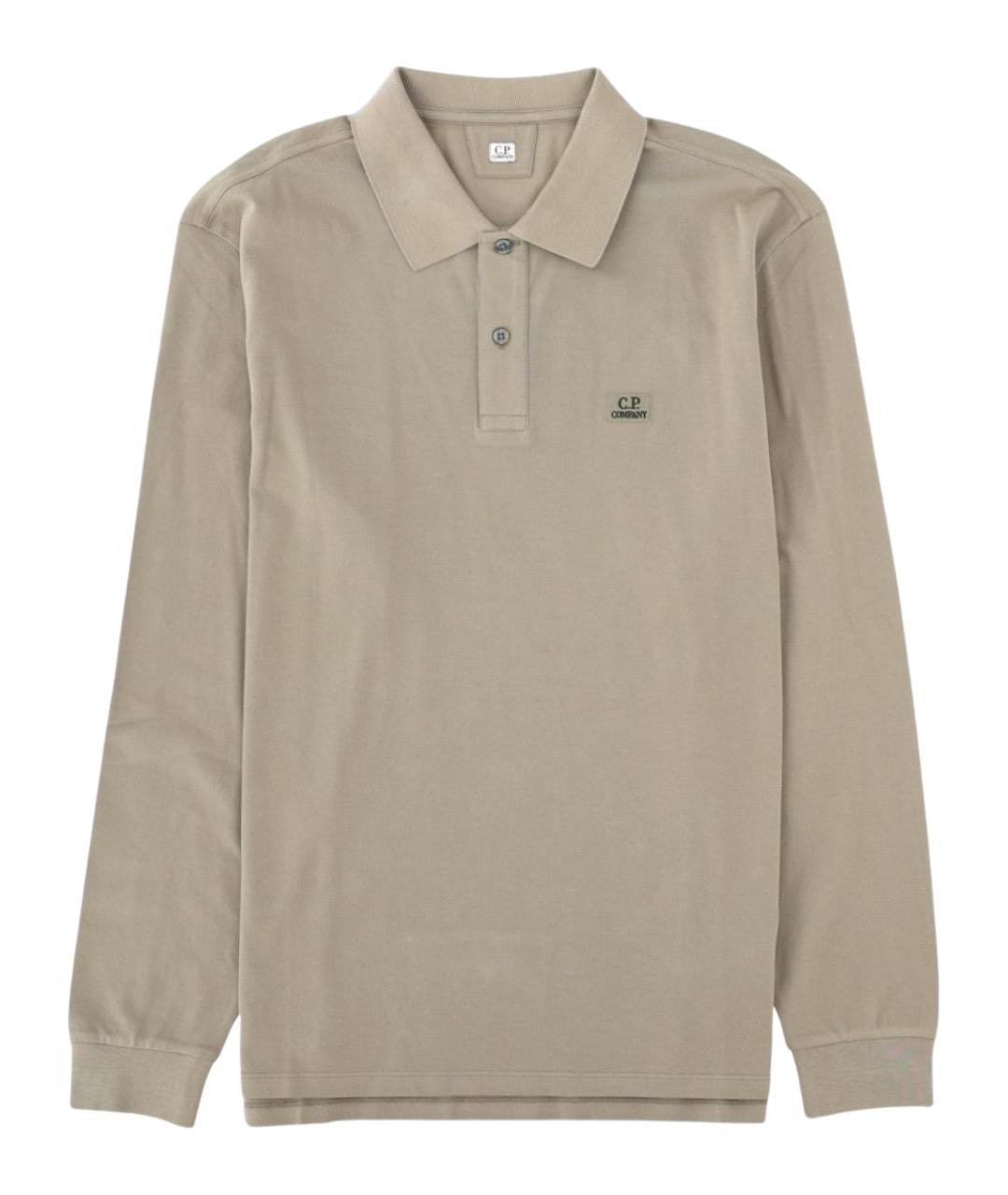 CP COMPANY Серое хлопковое поло с длинным рукавом, фото 1